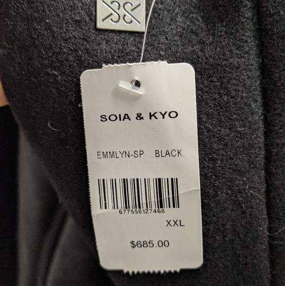Soia & Kyo wool coat with real fur XXL black - Picture 7 of 10